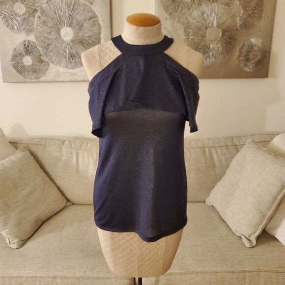 Michael Kors Metallic Flounce Top Size XS - Picture 2 of 11